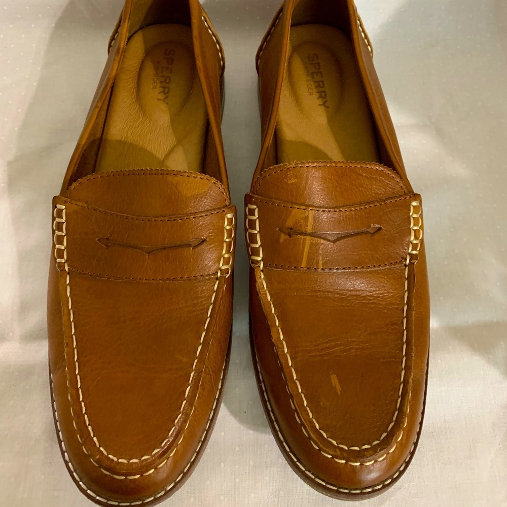 Brown Sperry Seaport Penny Loafers.